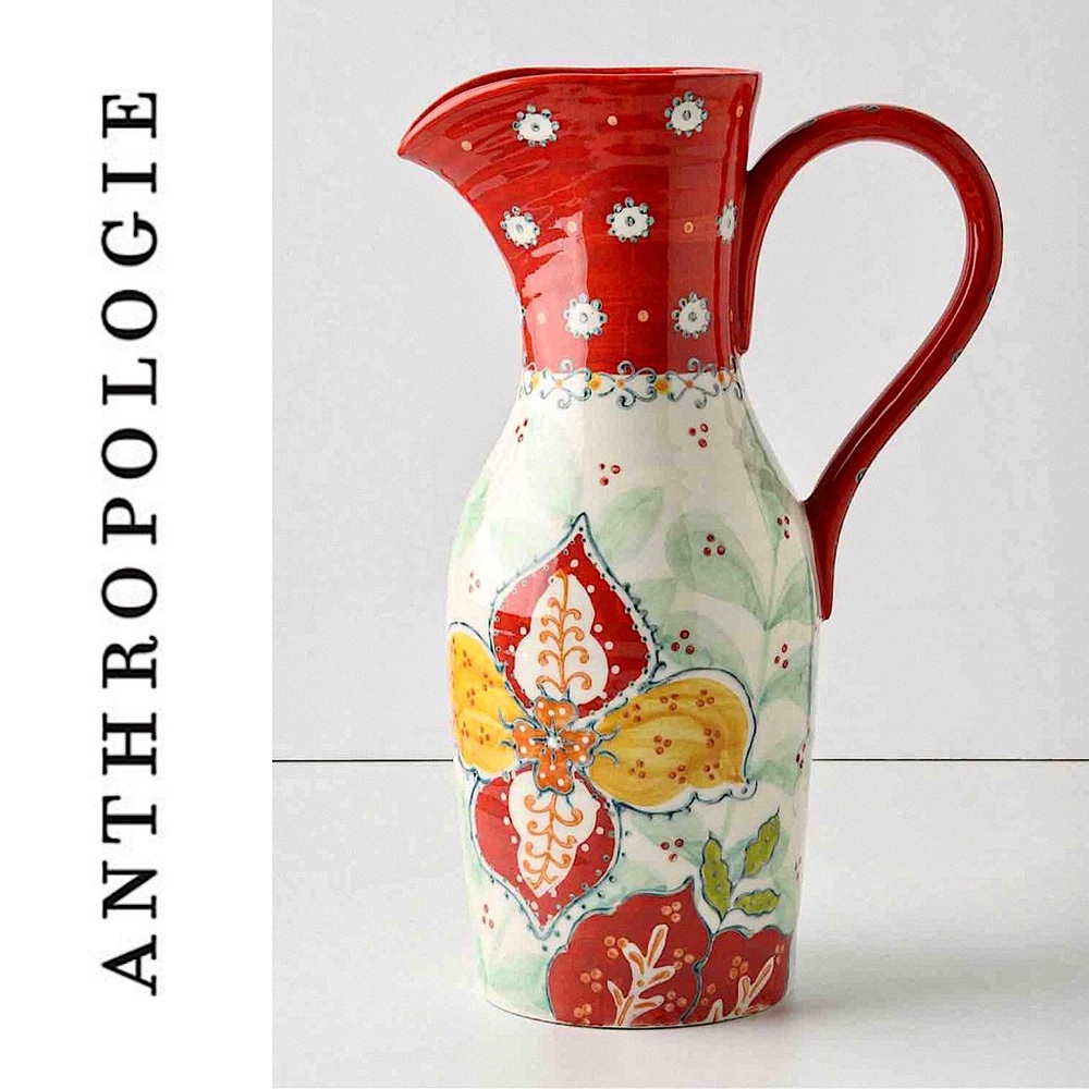 Anthropologie Retired Red Persimmon Pitcher